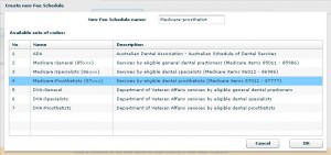 Fee Schedules codes list